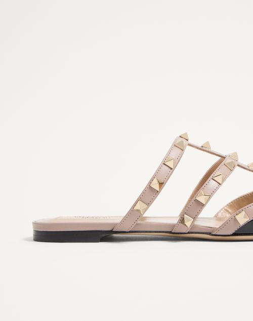 Valentino Garavani - Rockstud Patent-leather Mule - Black/poudre - Woman - Ballerinas